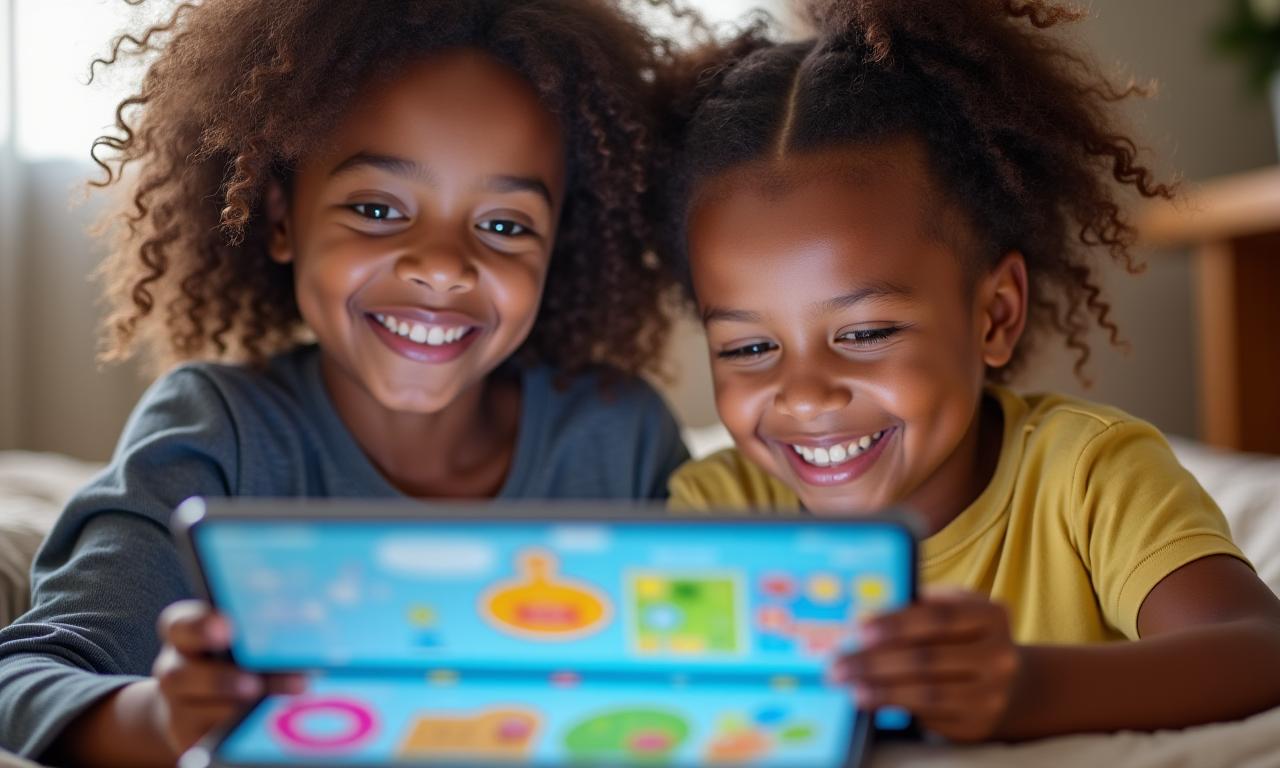 Young children using child-friendly educational apps