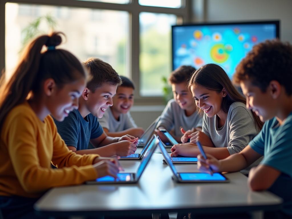 Students using TalaMinds interactive learning platform